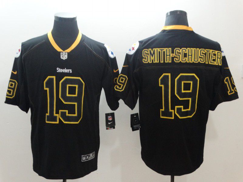 Men Pittsburgh Steelers 19 Smith-schuster Nike Lights Out Black Color Rush Limited NFL Jersey